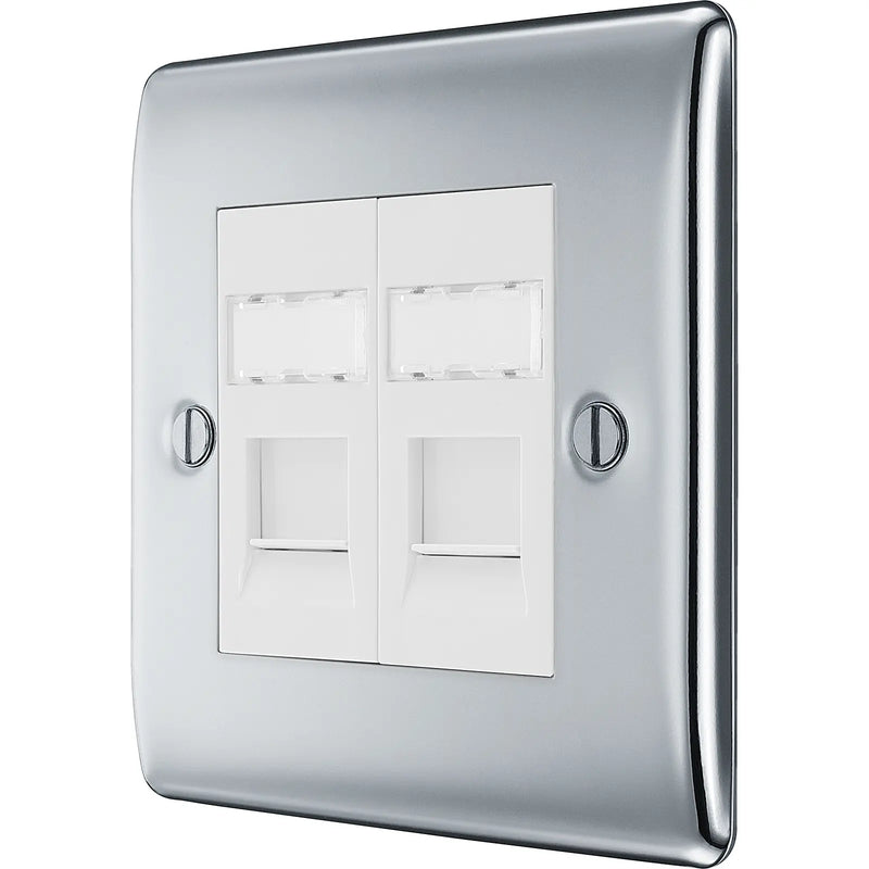 BG Electrical Nexus Metal Polished Chrome - Double, RJ45 data socket