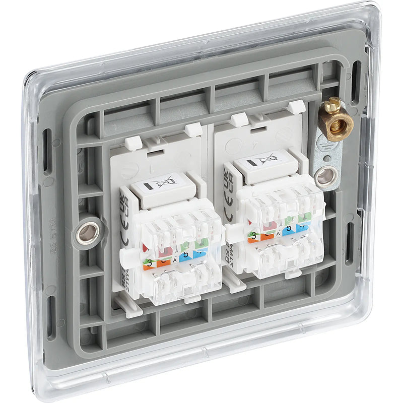 BG Electrical Nexus Metal Polished Chrome - Double, RJ45 data socket