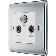 BG Electrical Nexus Metal Polished Chrome - Triple TV/FM/SAT triplex - screened