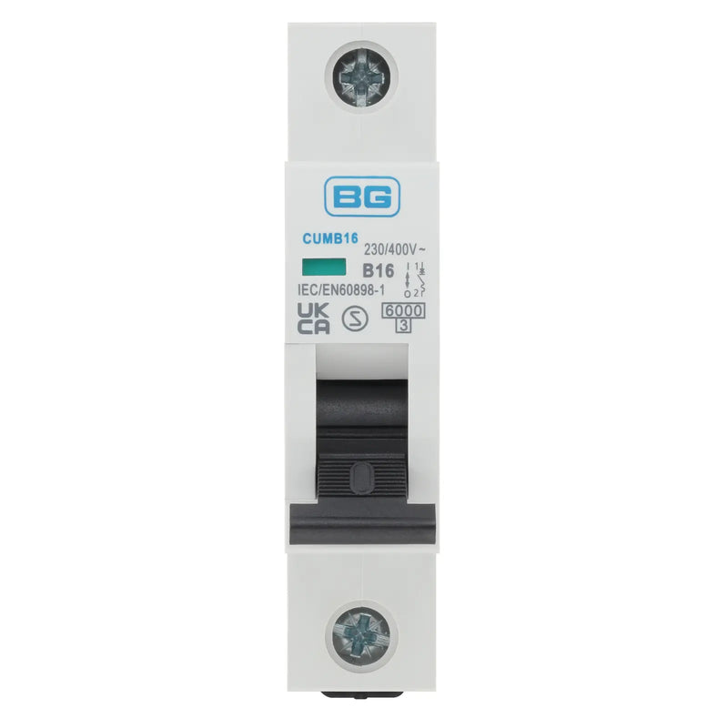 BG Circuit Protection MCB - Bidirectional 16A, B Curve, MCB, Single Pole, 6kA,1 module