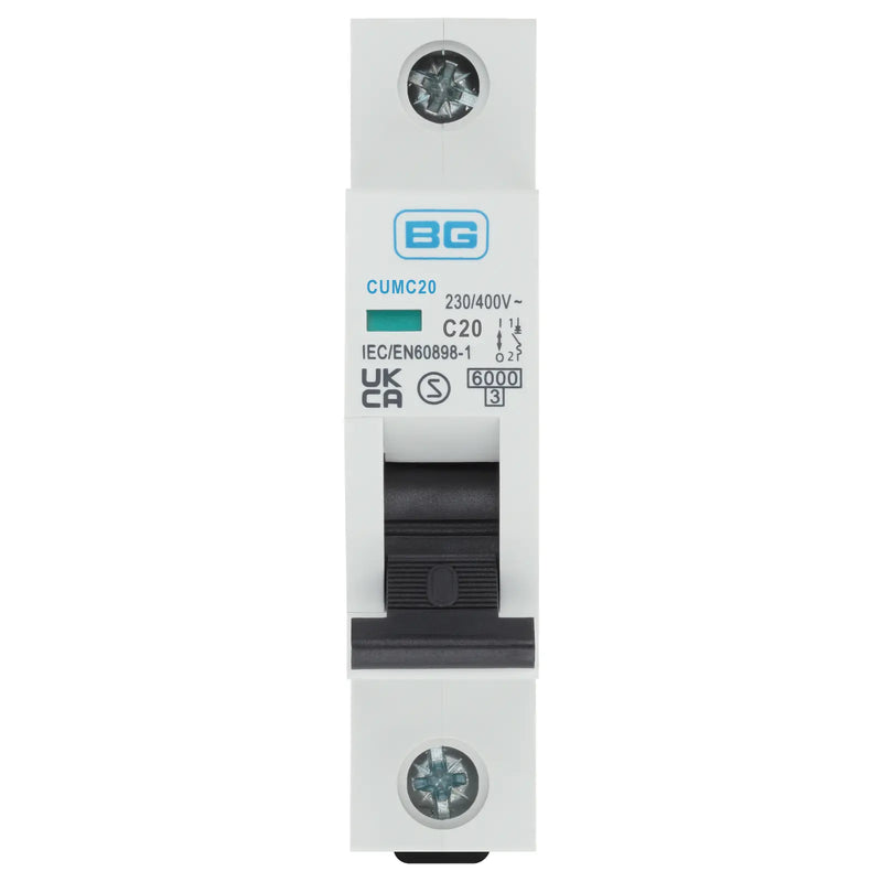 BG Circuit Protection MCB - Bidirectional 20A, C Curve, MCB, Single Pole, 6kA,1 module