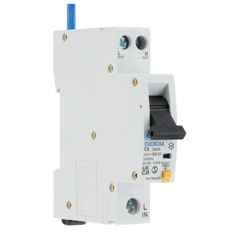 BG Circuit Protection RCBO - Unidirectional 6A C Curve RCBO Type A 1P 1 Module