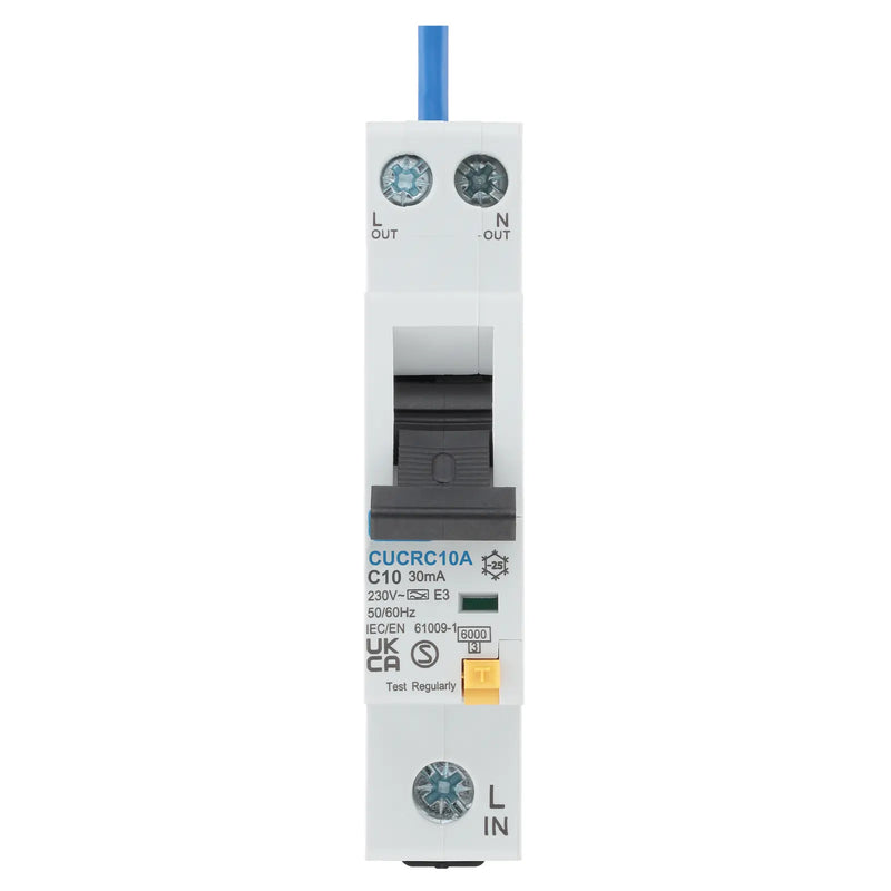BG Circuit Protection RCBO - Unidirectional 10A C Curve RCBO Type A 1P 1 Module