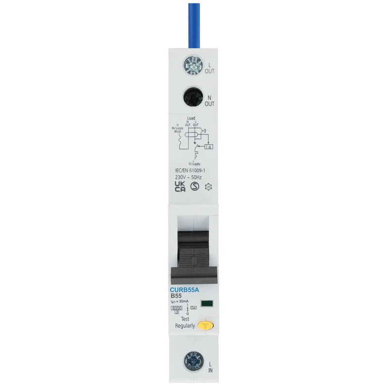 BG Circuit Protection RCBO - Unidirectional 55A B Curve RCBO Type A 1P 1 Module