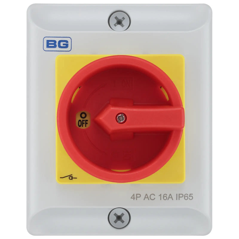 BG Circuit Protection Rotary Isolator 4 Pole - 16A, 4-Pole AC, Rotary Isolator