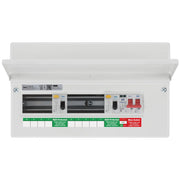BG Circuit Protection Dual RCD SPD - 16 module, 9 way, 100A Main Switch, 2 x 100A Type A RCD, Type 2 SPD