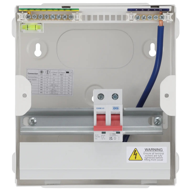 BG Circuit Protection Main Switch - 6 module, 4 way, 100A Main Switch