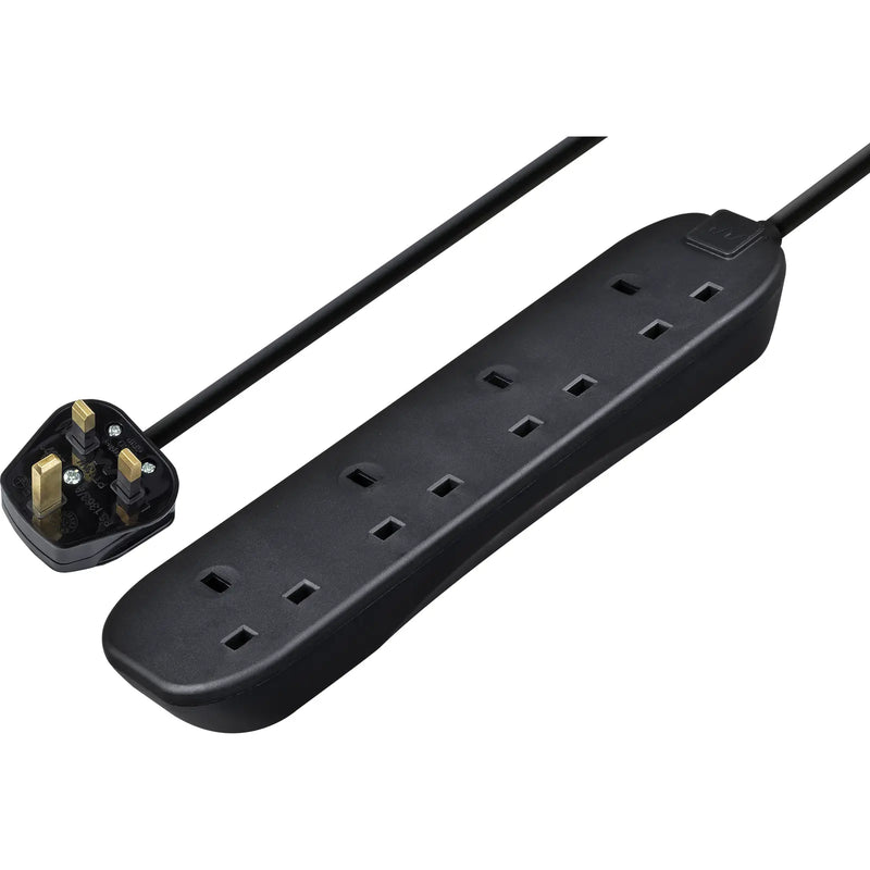 Masterplug Basic - 4 Sockets, 5m, 13A, Black