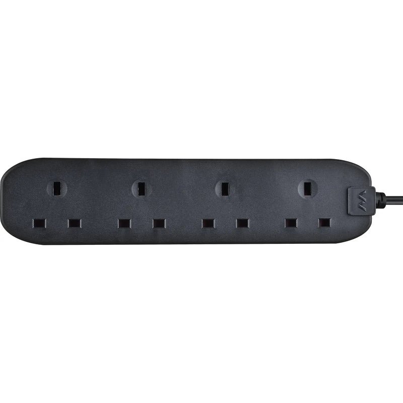 Masterplug Basic - 4 Sockets, 5m, 13A, Black