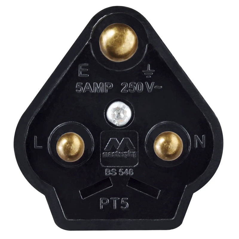 Masterplug Basic - Round Pin, 5A, Black