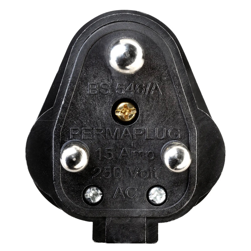 Masterplug Basic - Round Pin, 15A, Black
