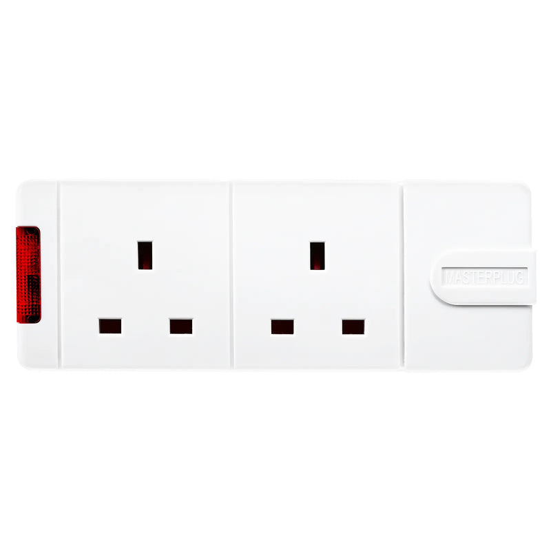 Masterplug Basic - 2 Sockets, 13A, White