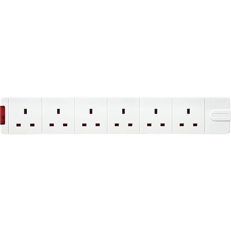 Masterplug Basic - 6 Sockets, 13A, White