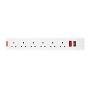 Masterplug Basic - 6 Sockets, 13A, White