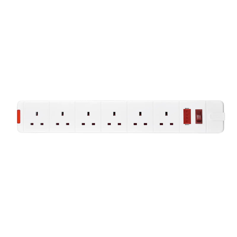 Masterplug Basic - 6 Sockets, 13A, White