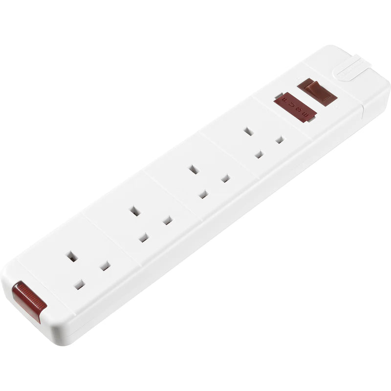 Masterplug Basic - 4 Sockets, 13A, White