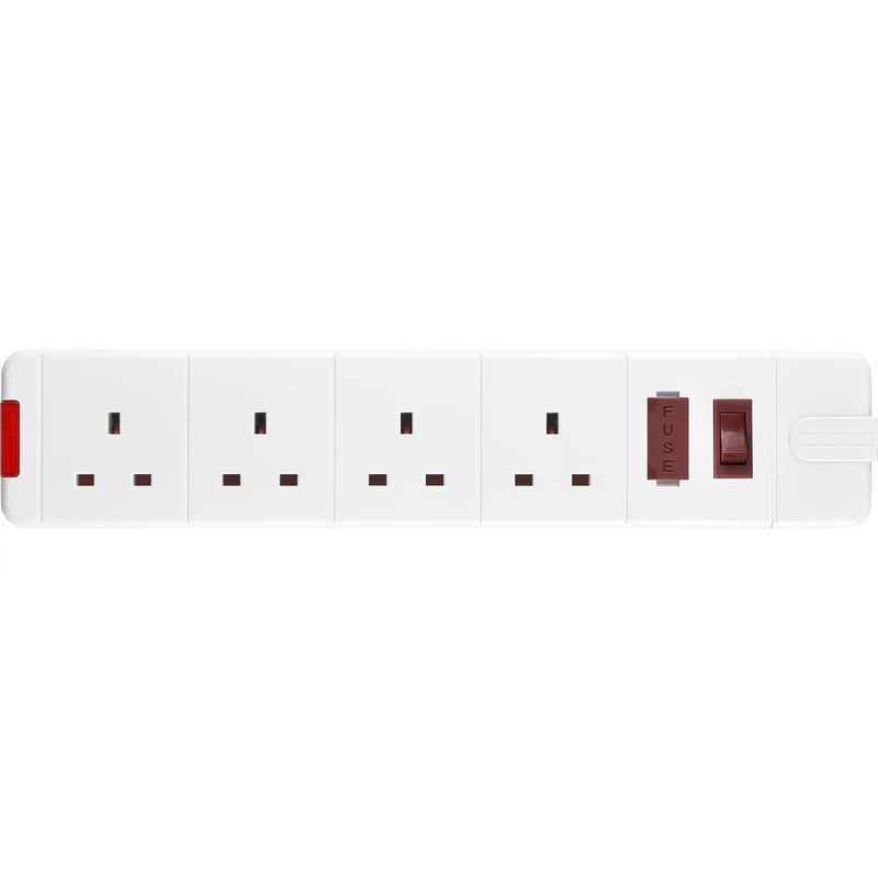 Masterplug Basic - 4 Sockets, 13A, White