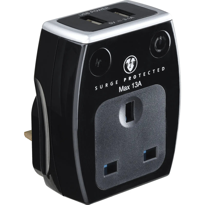Masterplug High Gloss USB - 2 x USB A, 13A, Gloss Black