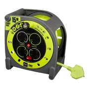 Masterplug Pro XT - 15m, 4 Sockets, 13A, Grey + Green