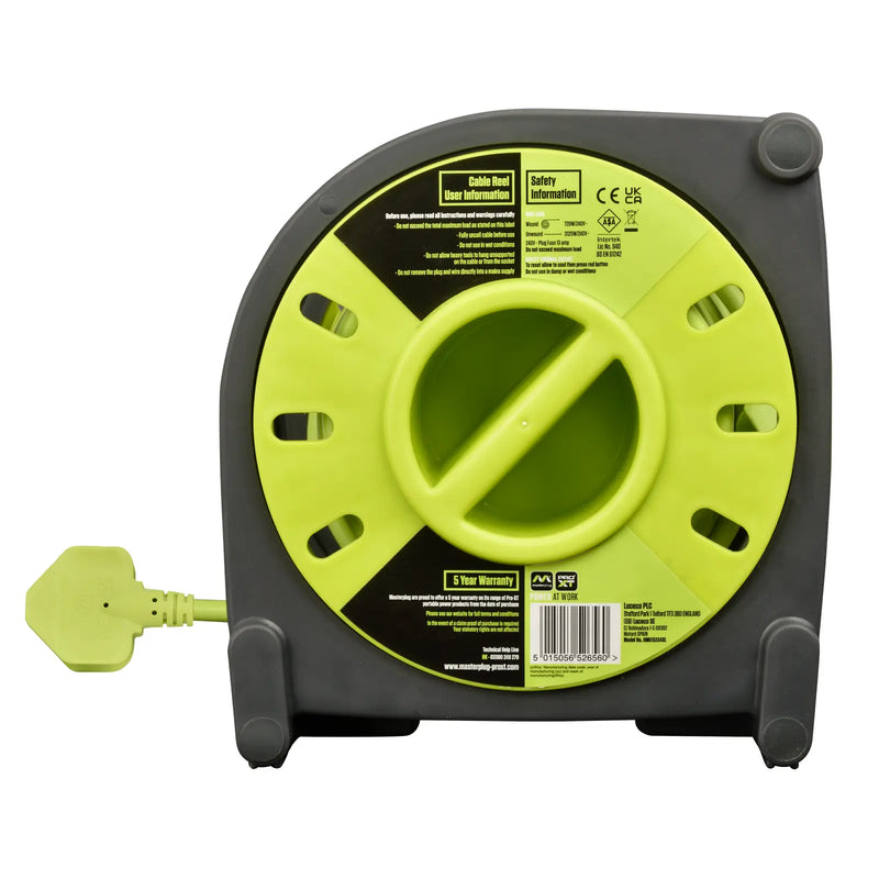 Masterplug Pro XT - 15m, 4 Sockets, 13A, Grey + Green