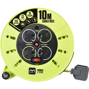 Masterplug Pro XT - 10m, 4 Sockets, 13A, Grey + Green