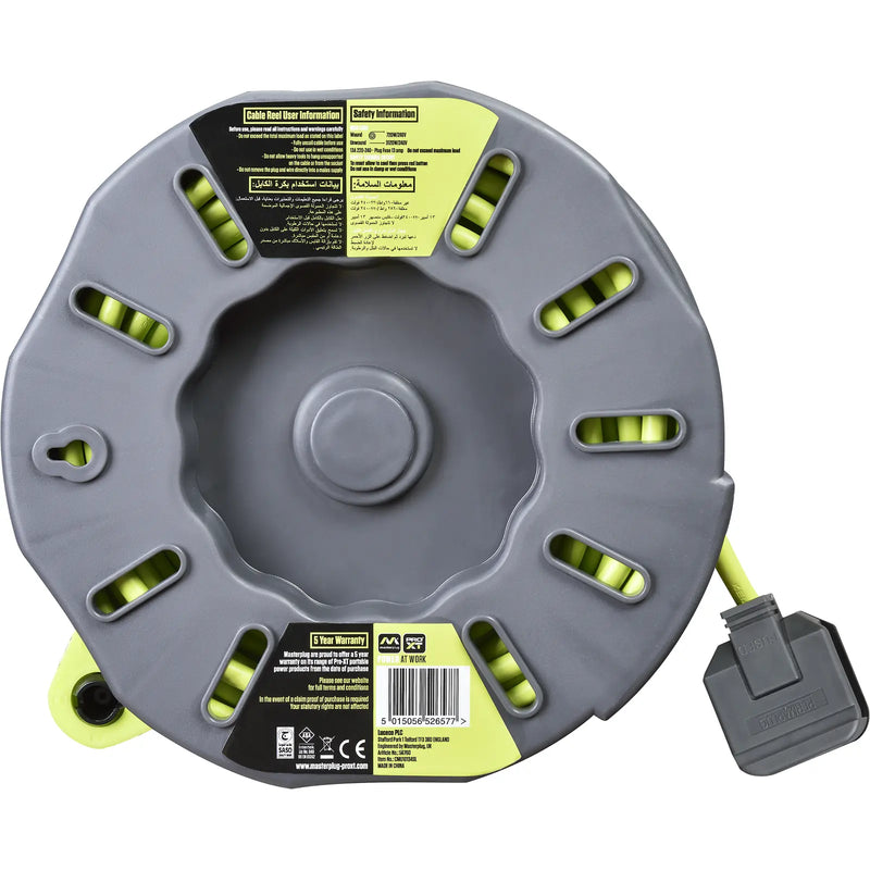 Masterplug Pro XT - 10m, 4 Sockets, 13A, Grey + Green