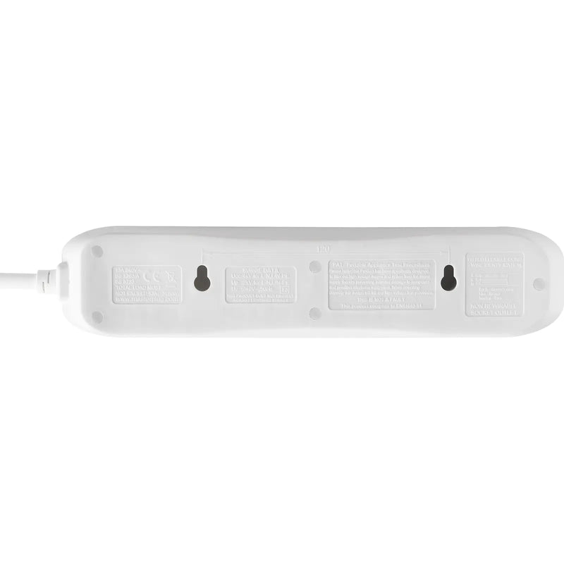 Masterplug Surge - 4 Sockets, 2m, 13A, White