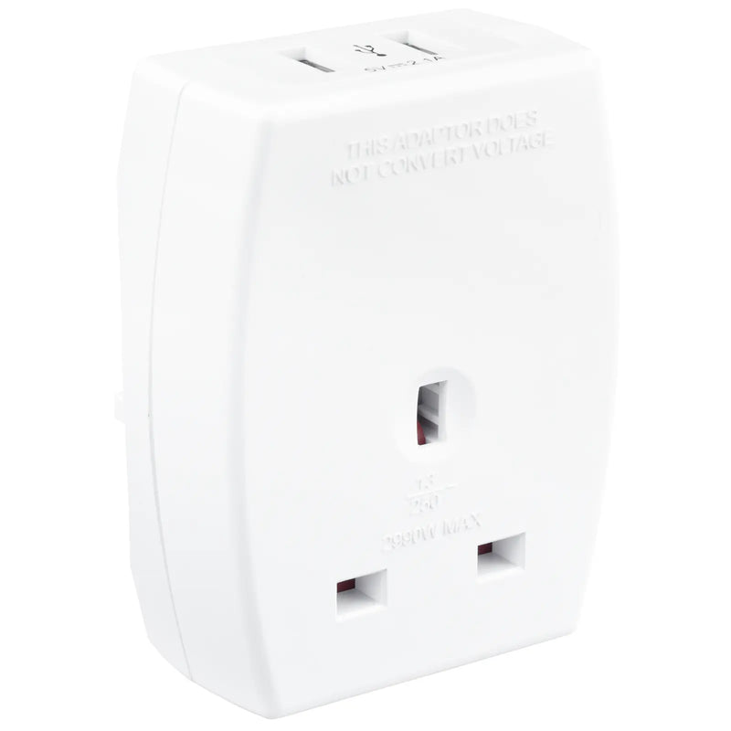 Masterplug Travel - 2 x USB A, White