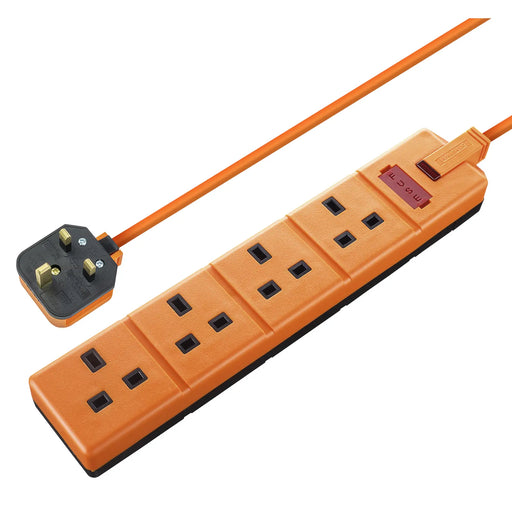 Masterplug Work - 4 Sockets, 2m, 13A, Orange