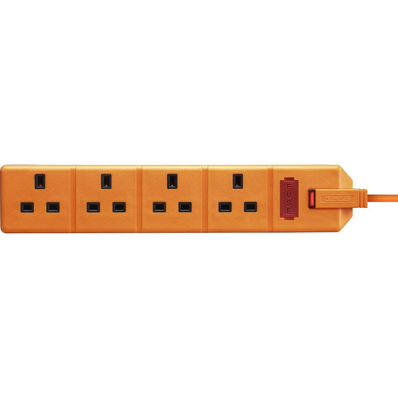 Masterplug Work - 4 Sockets, 2m, 13A, Orange