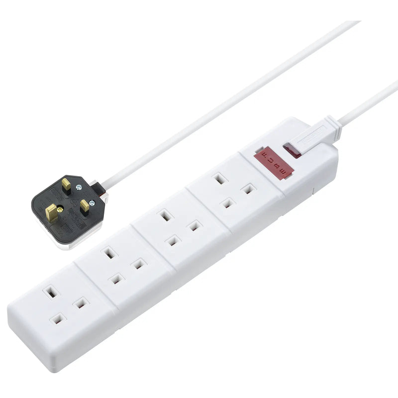 Masterplug Work - 4 Sockets, 2m, 13A, White