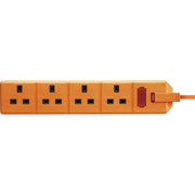 Masterplug Work - 4 Sockets, 4m, 13A, Orange