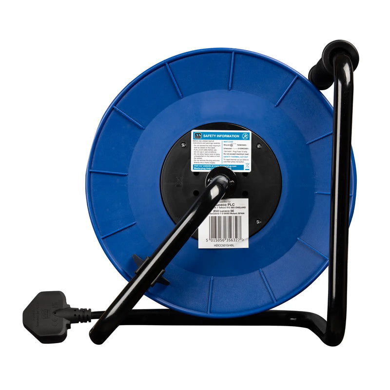 Masterplug Work - 50m, 4 Sockets, 13A, Blue