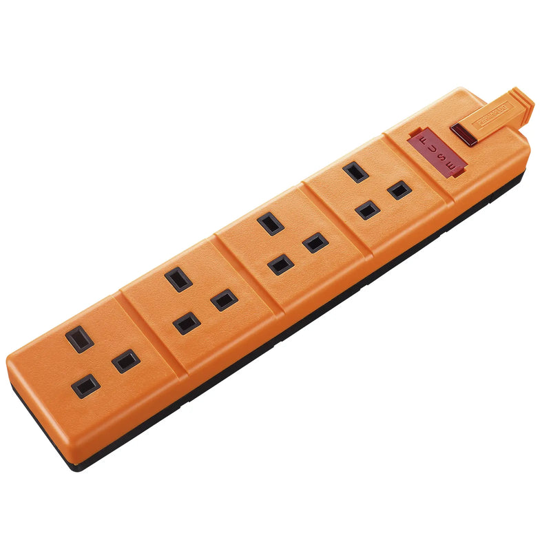 Masterplug Work - 4 Sockets, 13A, Orange