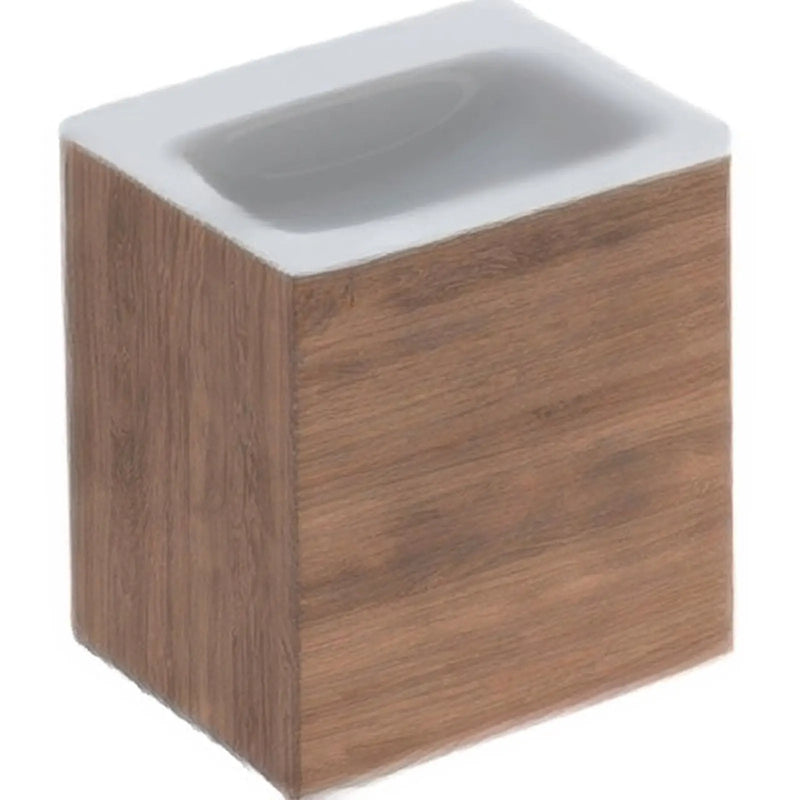 Geberit Selnova Square S 600mm Slim Basin & Two Drawer Vanity Unit -Dark Hickory