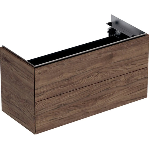 Geberit One Cabinet For 900mm Washbasin, With Two Drawers, Black Walnut / Real Wood Veneer