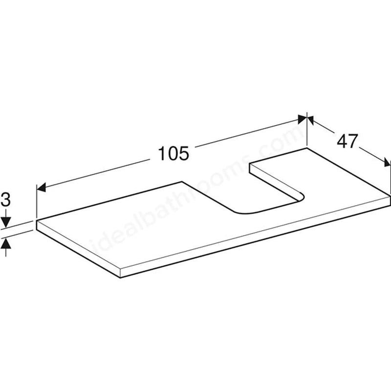 Geberit One Right Cut-out 1050mm Washtop - Matt Lava