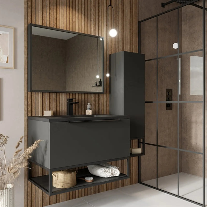 Scudo Ambience 790mm x 350mm x 475mm Wall Mounted Vanity Unit - Matt Grey