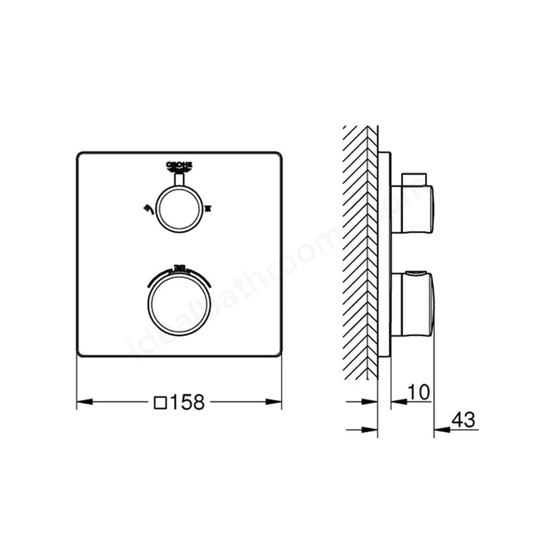 Grohe Grohtherm square 2-way  shower mixer- Aquadimmer