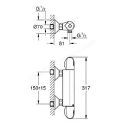 Grohe Grohtherm 1000 Thermostatic Shower Mixer - Chrome