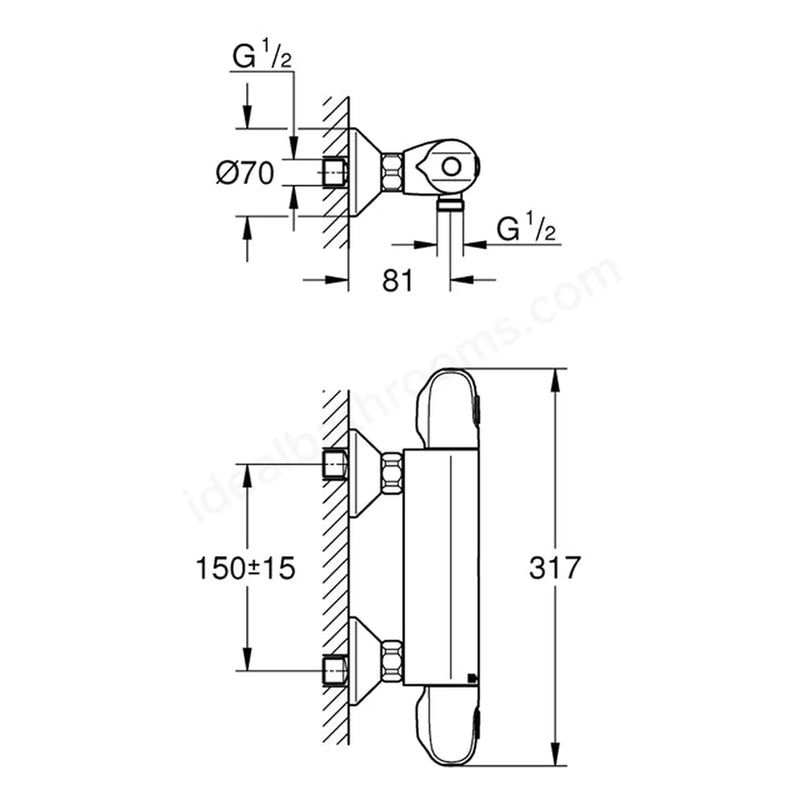 Grohe Grohtherm 1000 Thermostatic Shower Mixer - Chrome