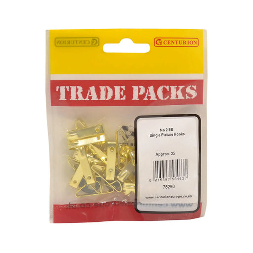 Centurion Single Picture Hooks - No 2 - Brass - Pack of 25