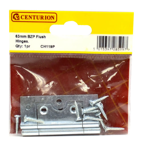 Centurion 60mm Zinc Plated Flush Hinges (1 Pair)