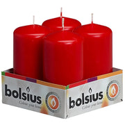 Bolsius Pillar Candles Tray 4 Red 100/48mm
