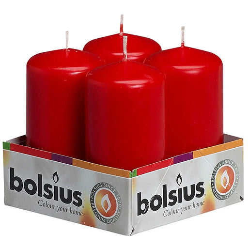 Bolsius Pillar Candles Tray 4 Red 100/48mm