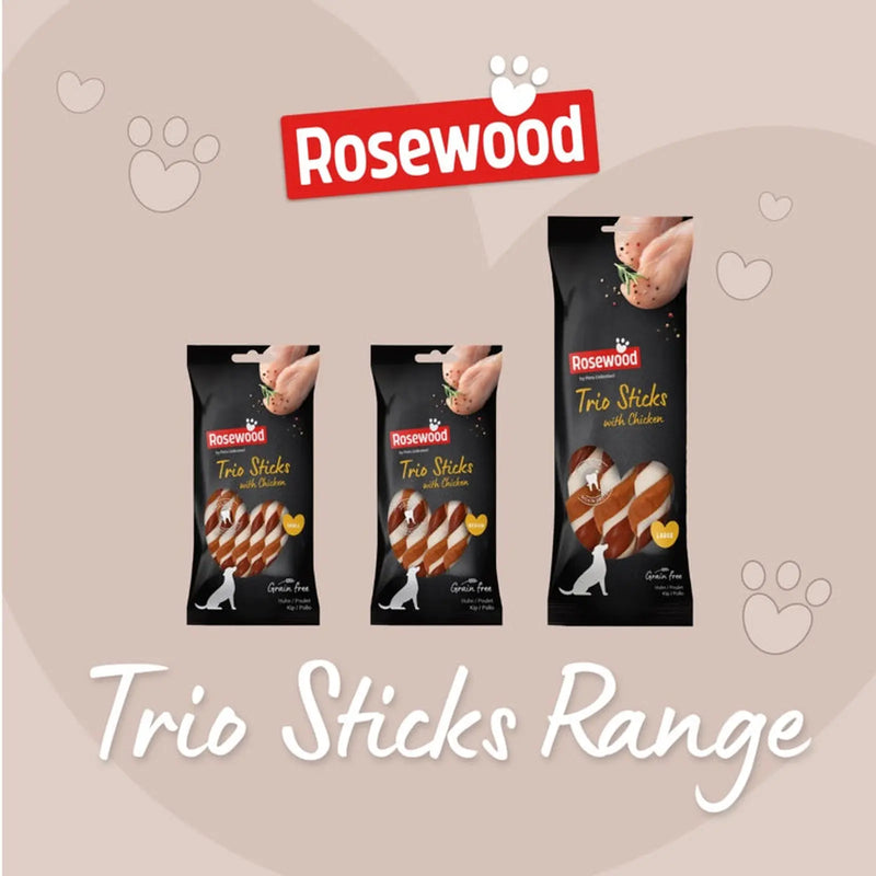 ROSEWOOD Trio Sticks With Chicken Pack 10 Medium