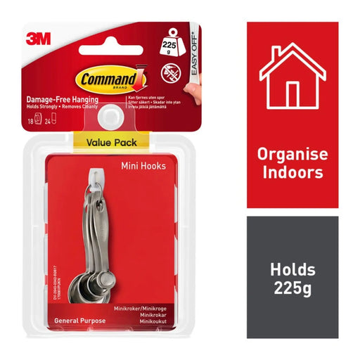 Stax Command™ Mini Hooks Value Pack 18 Hooks, 24 Small Strips
