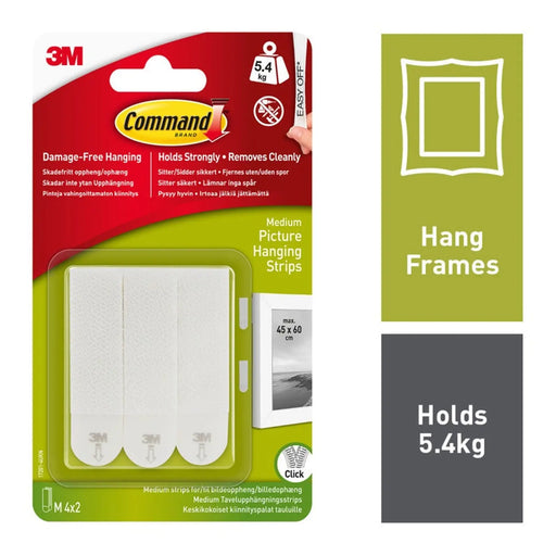 Stax Command™ Medium White Picture Hanging Strips 4 Sets of Medium Strips