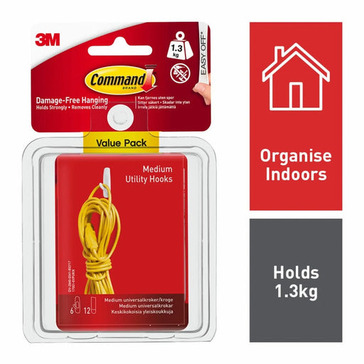Stax Command™ Medium Utility Hook Value Pack 6 Hooks, 12 Medium Strips