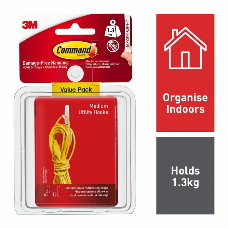 Stax Command™ Medium Utility Hook Value Pack 6 Hooks, 12 Medium Strips